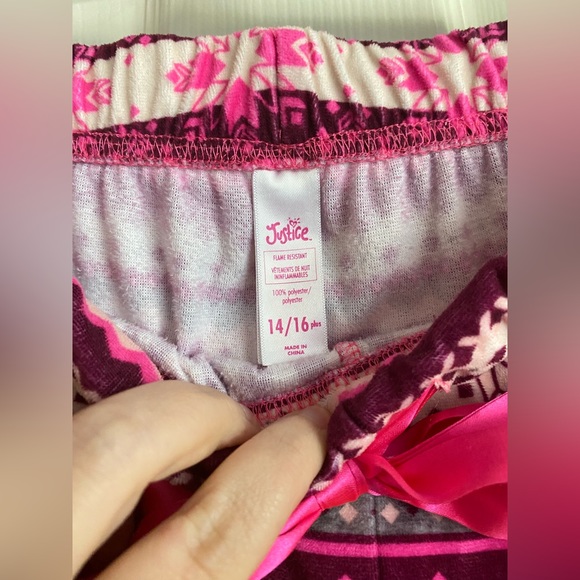 Justice PLUS 14 16 Pajama Pants DREAM Pink Burgundy - Picture 2 of 5